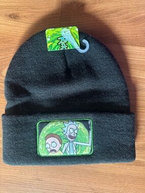 Rick and Morty Black Beanie with Green Portal Patch